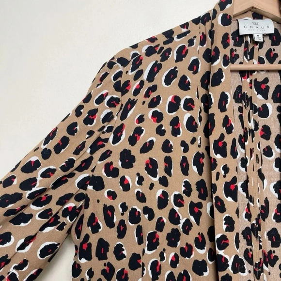Chaus New York Womens Medium Leopard Open Blazer Jacket - Picture 5 of 12